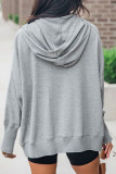 -Neck Solid Color Casual Hooded Sweatshirt