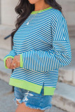 Round Neck Striped Loose Casual Hoodie