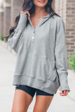 -Neck Solid Color Casual Hooded Sweatshirt