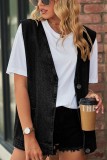 Button Up Pocket Denim Vest