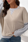 Round Neck Color Block Off Shoulder Sweatshirts