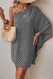 Bat Sleeve Asymmetrical Loose Print Dress