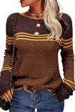 Striped Color Block Crochet Kniited Sweater