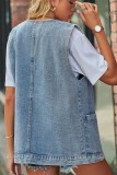 Button Up Pocket Denim Vest
