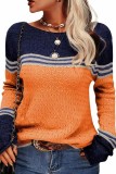 Striped Color Block Crochet Kniited Sweater