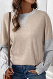 Round Neck Color Block Off Shoulder Sweatshirts