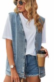 Button Up Pocket Denim Vest