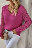 Hollow Sleeve V neck Knitted Sweater