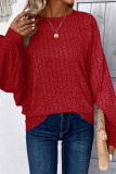 Solid Color Lantern Sleeve Round Neck Shirt