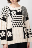 Floral Printed Loose Round Neck Knitted Sweater