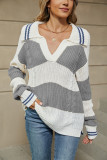 POLO Collar Striped Knitted Sweater