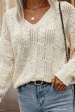 Hollow V-Neck Knitted Sweater