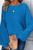Solid Color Lantern Sleeve Round Neck Shirt
