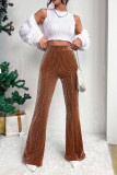 Solid Color High Waisted Corduroy Flared Pants