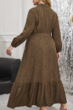 Large Size Leopard Ruffle Shirt Dress