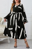 Large Size Flared Long Sleeve Dress