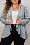 Large Size Solid Color Knitted Cardigan