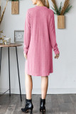 V-Neck Long Sleeved Ribbed Dress