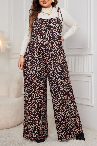 Large Size Leopard Print Jumpsuit Overalls