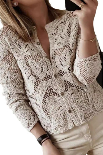 Knitted Long Sleeved Hollow Shirt