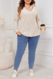 Plus Size V-Neck Ribbed Thin Sweater