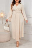 Plus Size Irregular V Neck Long Sleeved Dress