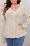 Plus Size V-Neck Ribbed Thin Sweater
