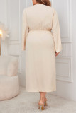 Plus Size Irregular V Neck Long Sleeved Dress