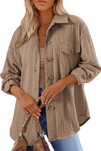 Solid Color Lapel Long Sleeved Loose Jacket