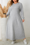 Large Size Hooded Solid Color Casual Dress