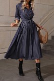 Long Sleeve Button Up Waist Tie Dress