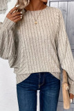 Round Neck Loose Solid Color Lantern Sleeve T-Shirt