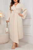 Plus Size Irregular V Neck Long Sleeved Dress