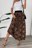 High Waist Leopard Pleated Skirts