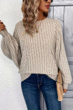Round Neck Loose Solid Color Lantern Sleeve T-Shirt