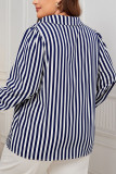 Plus Size Long Sleeve Collar Striped Shirt