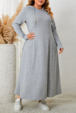 Large Size Hooded Solid Color Casual Dress