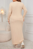Plus Size V neck Irregular Long Sleeve Tops And Skirts Two-Piece Set