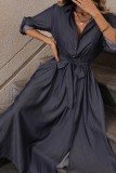 Long Sleeve Button Up Waist Tie Dress