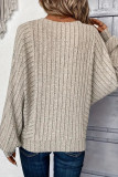 Round Neck Loose Solid Color Lantern Sleeve T-Shirt