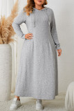 Large Size Hooded Solid Color Casual Dress