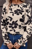 Floral Print Ruffle Cuffs Backless Blouse