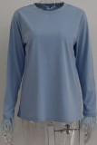 Round Neck Feather Cuffs Long Sleeve Top