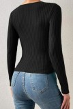 Cross Front Hollow Out Ribbed Sweater