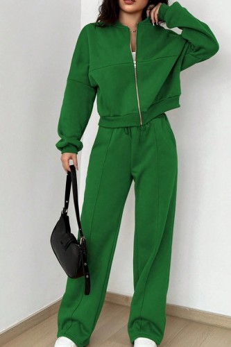 Zip Up Long Sleeve Top and Pants Set