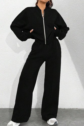 Zip Up Long Sleeve Top and Pants Set