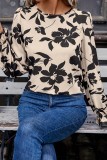 Floral Print Ruffle Cuffs Backless Blouse