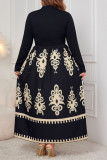 Plus Size High Waisted Print Dress