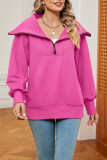 Long Sleeved Zipper Lapel Solid Color Hoodie