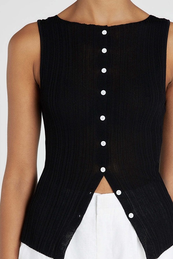 Button Up Sleeveless Knitted Tank Tops